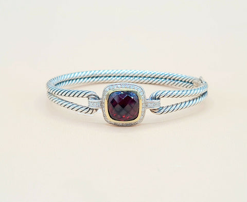  David Yurman Albion Garnet Gold Diamond Bracelet