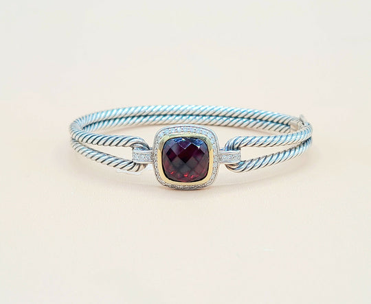  David Yurman Albion Garnet Gold Diamond Bracelet
