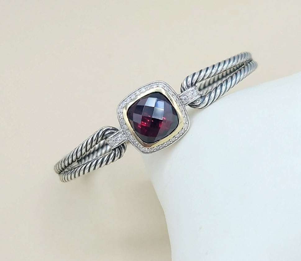 David Yurman Albion Garnet Diamond Bracelet | Certified Pre-Owned  AYW Luxury #