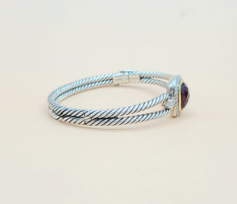  David Yurman Albion Garnet Gold Diamond Bracelet