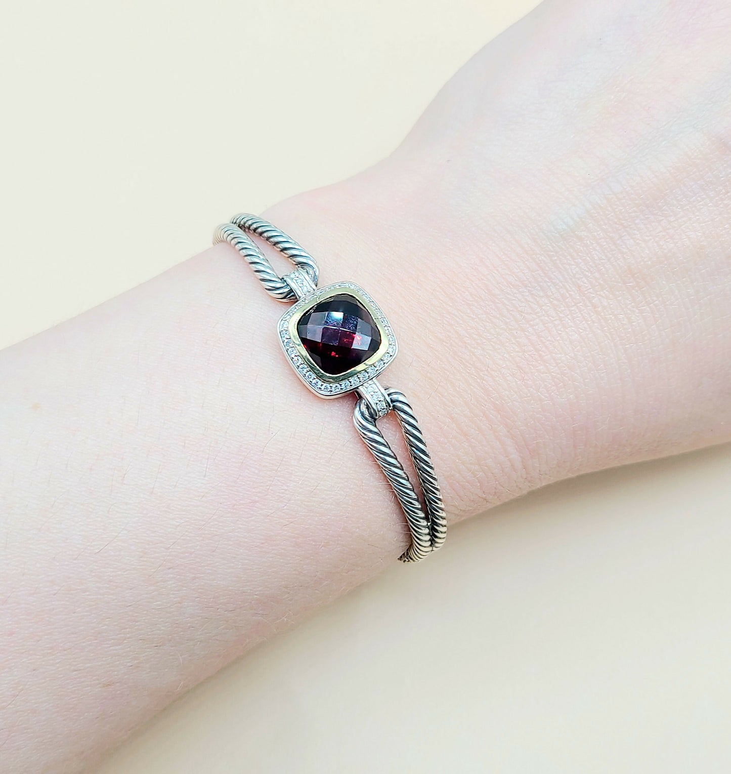 David Yurman Albion Garnet Diamond Bracelet | Certified Pre-Owned  AYW Luxury #