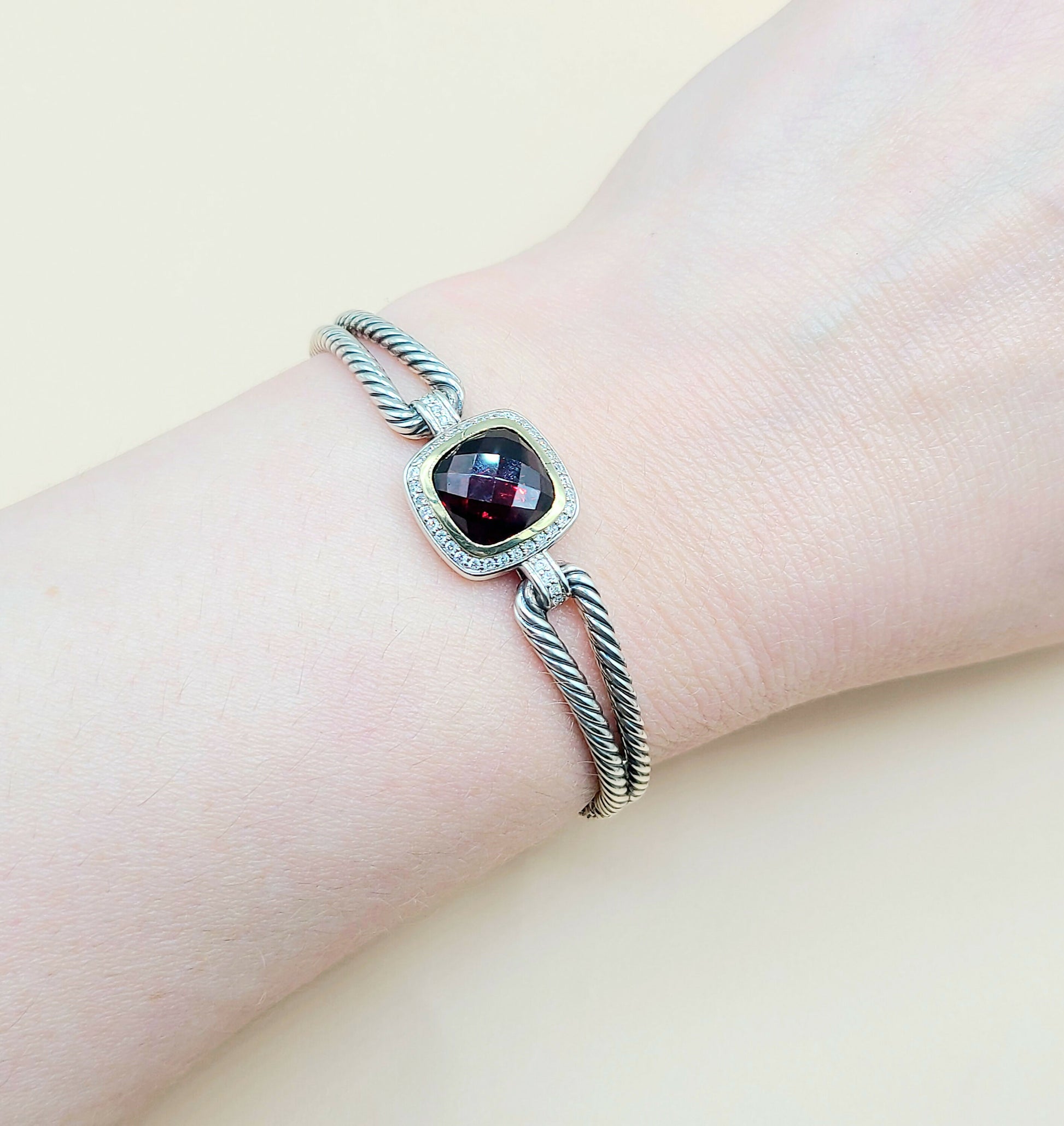 David Yurman Albion Garnet Diamond Bracelet | Certified Pre-Owned  AYW Luxury #