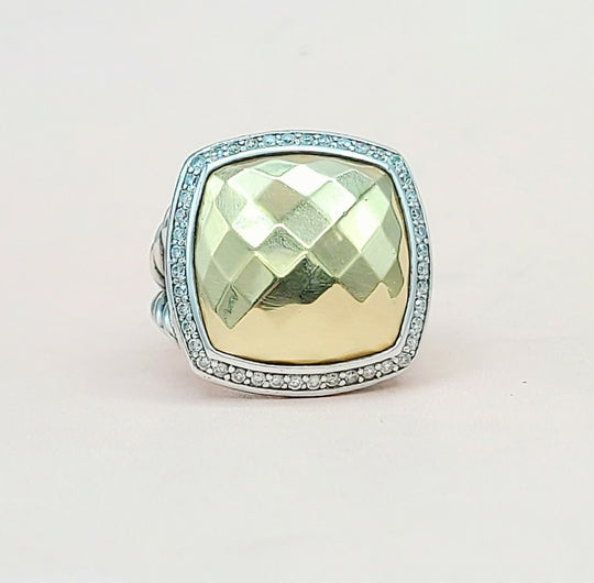  David Yurman Albion Gold Dome Diamond Ring 17mm