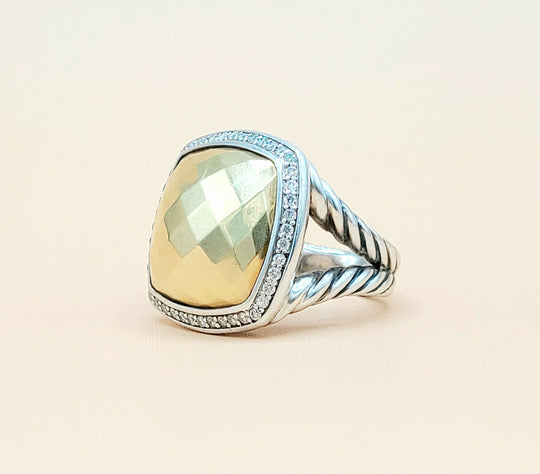  David Yurman Albion Gold Dome Diamond Ring 17mm
