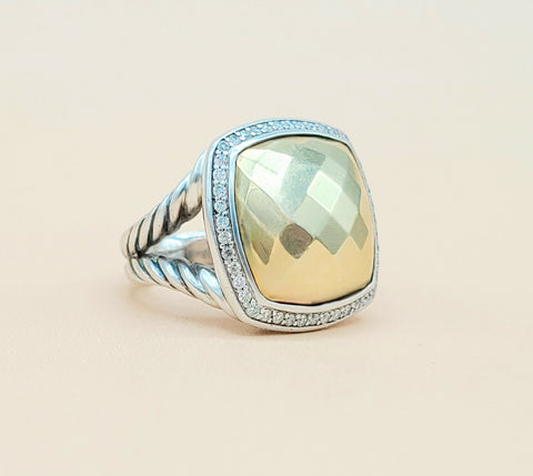  David Yurman Albion Gold Dome Diamond Ring 17mm