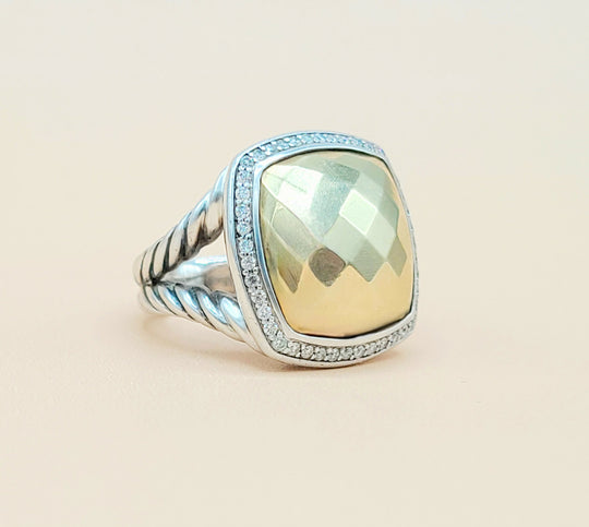  David Yurman Albion Gold Dome Diamond Ring 17mm