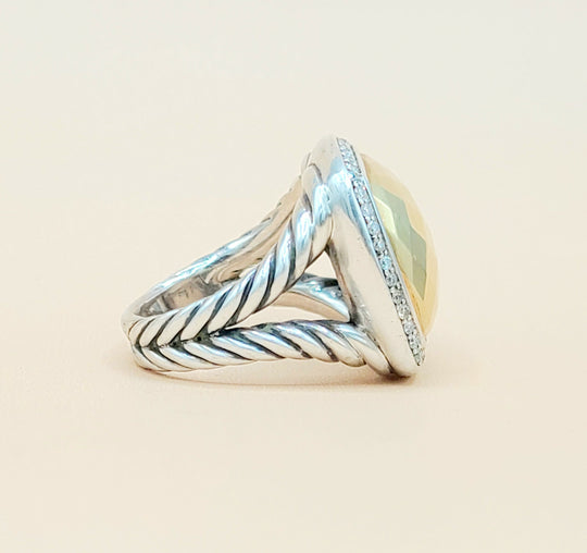  David Yurman Albion Gold Dome Diamond Ring 17mm