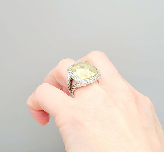 David Yurman Albion Gold Dome Diamond Ring 17mm