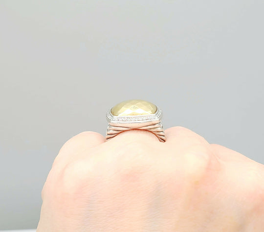  David Yurman Albion Gold Dome Diamond Ring 17mm