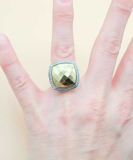  David Yurman Albion Gold Dome Diamond Ring 17mm