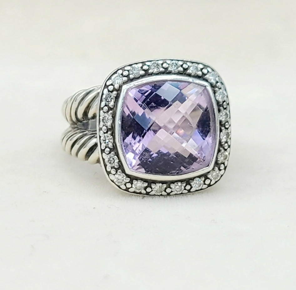 David Yurman Albion Moonlight Ice 11mm Lavender Amethyst Diamond Ring