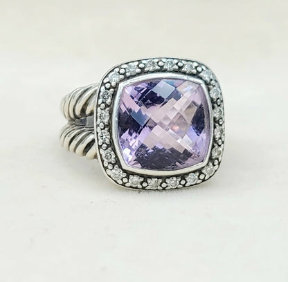 David Yurman Albion Moonlight Ice 11mm Lavender Amethyst Diamond Ring