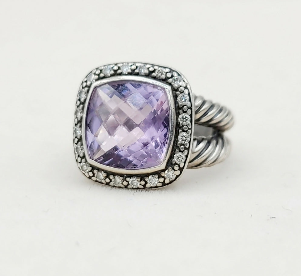 David Yurman Albion Moonlight Ice 11mm Lavender Amethyst Diamond Ring