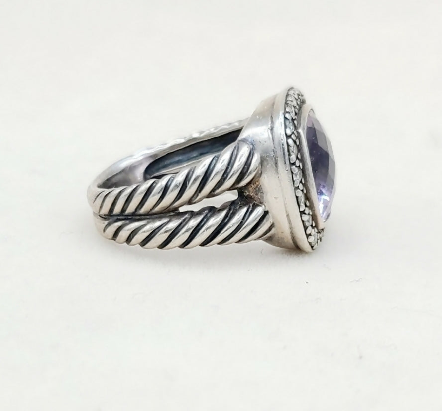 David Yurman Albion Moonlight Ice 11mm Lavender Amethyst Diamond Ring
