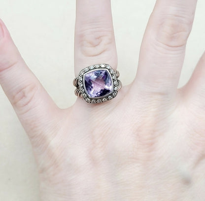 David Yurman Albion Moonlight Ice 11mm Lavender Amethyst Diamond Ring