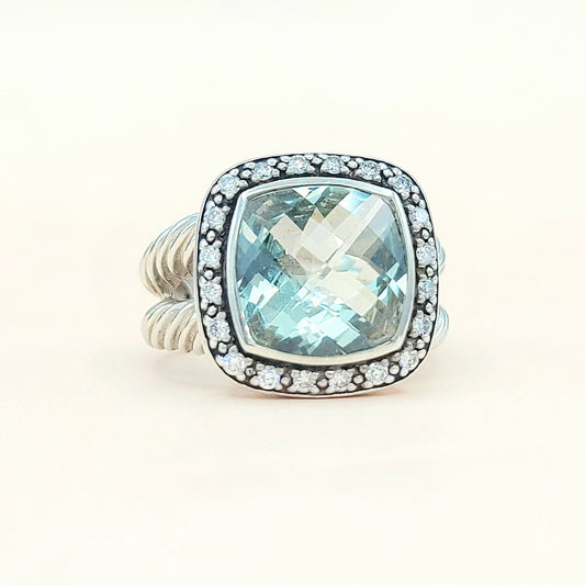 David Yurman Albion Moonlight Ice 11mm Prasiolite Diamond Ring