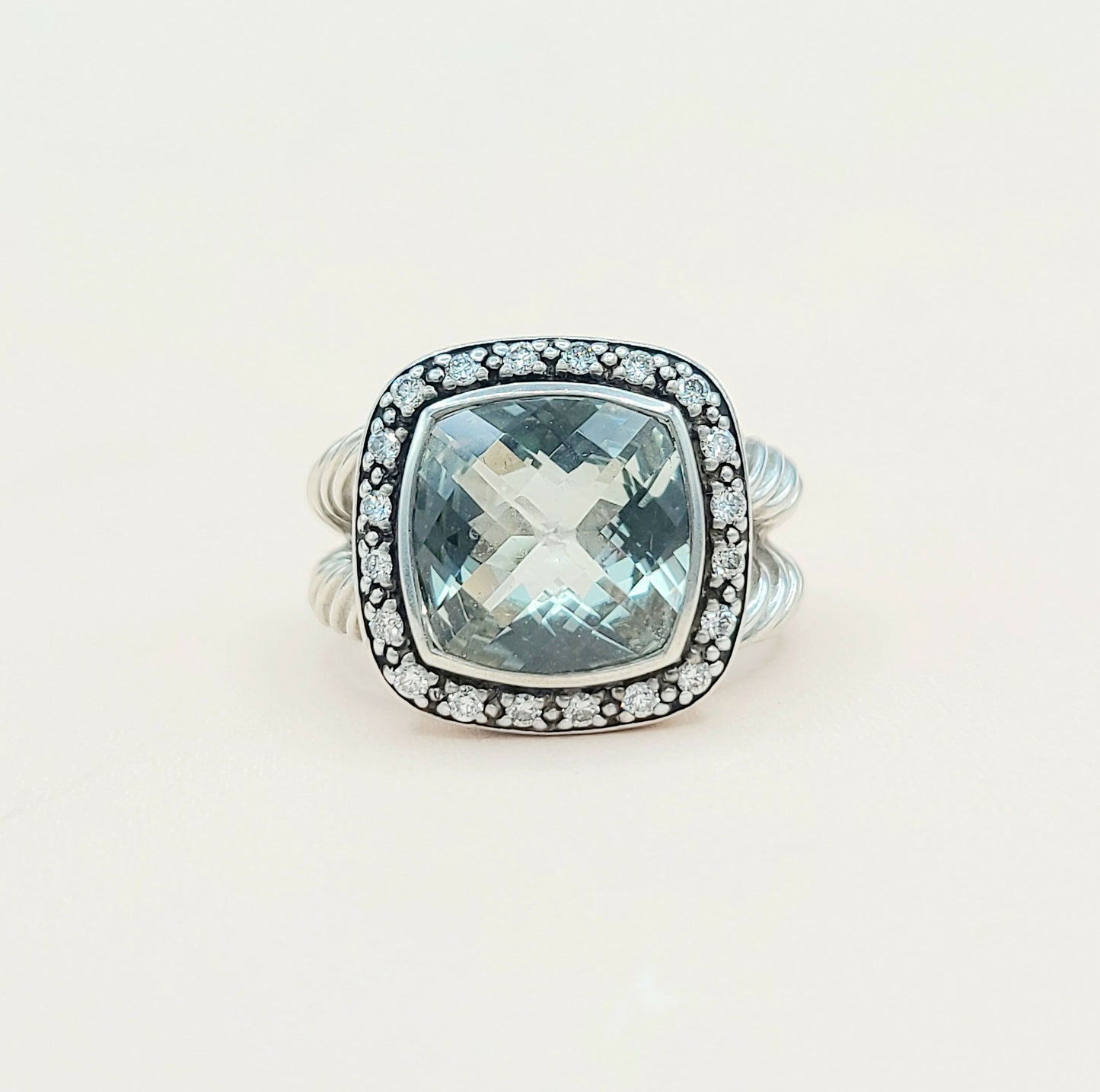David Yurman Albion Moonlight Ice 11mm Prasiolite Diamond Ring