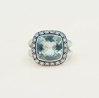 David Yurman Albion Moonlight Ice 11mm Prasiolite Diamond Ring
