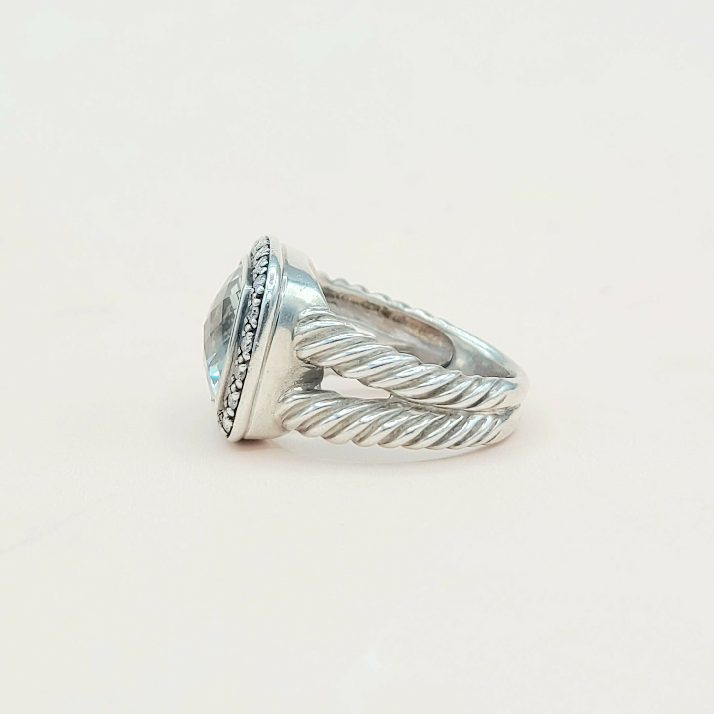 David Yurman Albion Moonlight Ice 11mm Prasiolite Diamond Ring