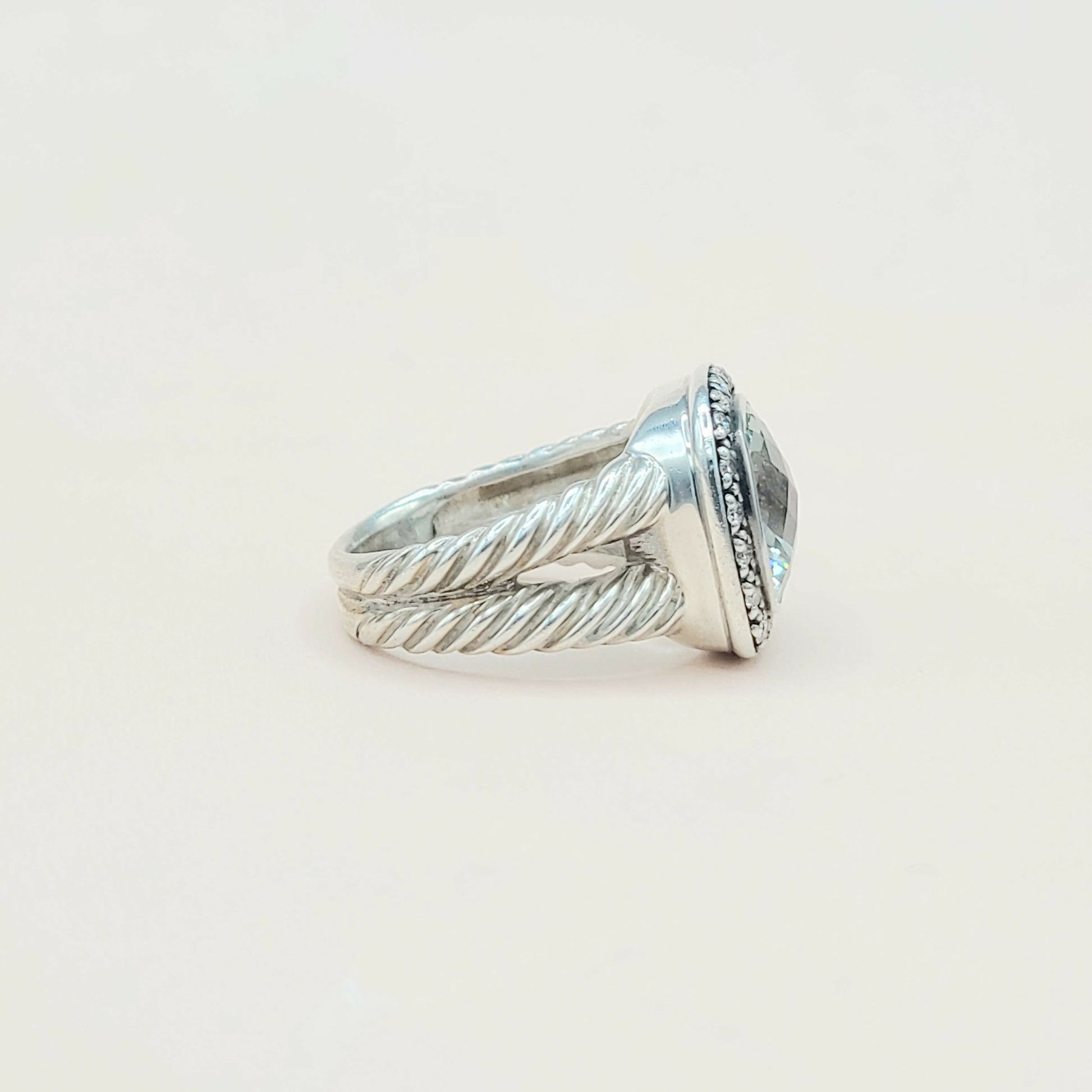 David Yurman Albion Moonlight Ice 11mm Prasiolite Diamond Ring