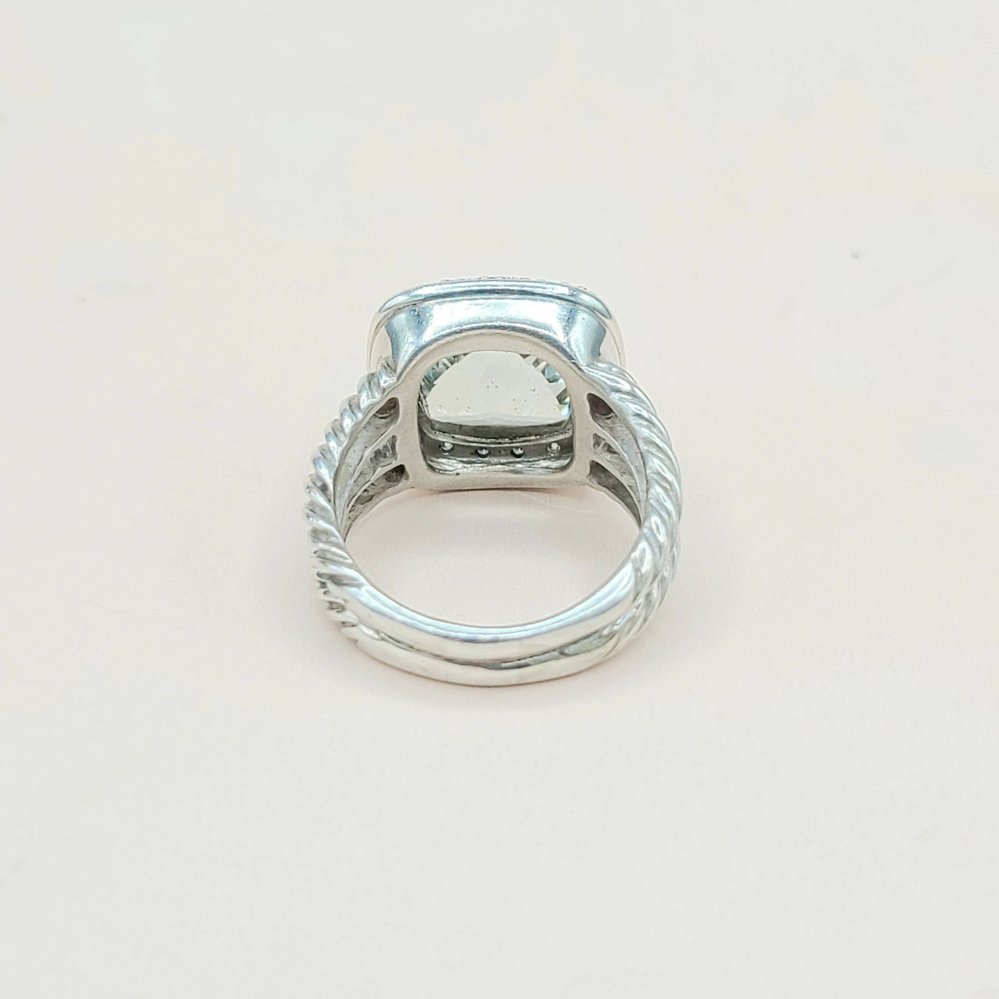 David Yurman Albion Moonlight Ice 11mm Prasiolite Diamond Ring