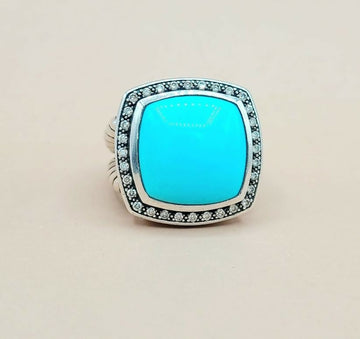 David Yurman Albion Moonlight Ice 17mm Turquoise Diamond Ring