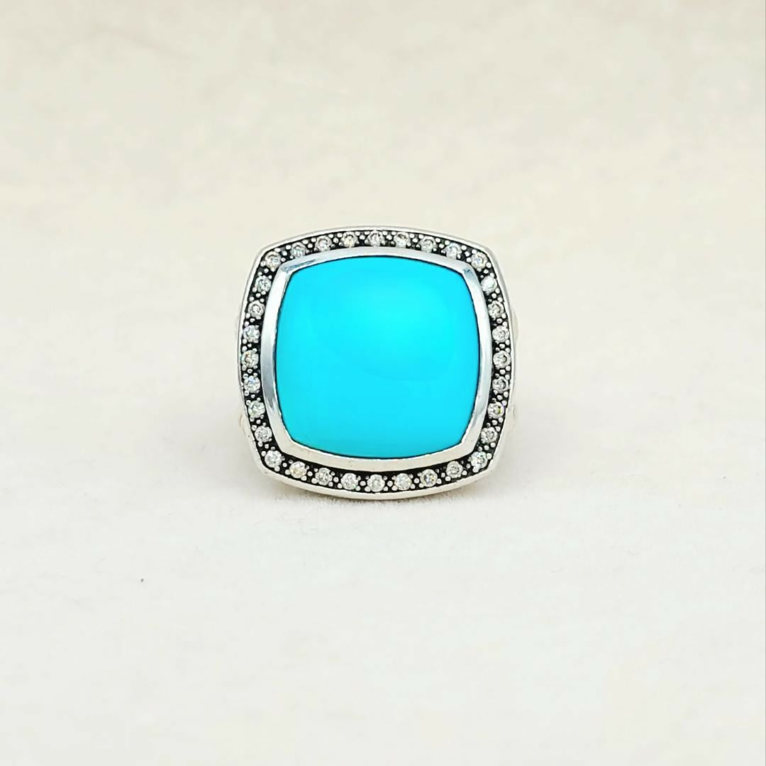 David Yurman Albion Moonlight Ice 17mm Turquoise Diamond Ring