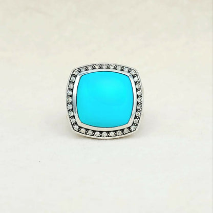 David Yurman Albion Moonlight Ice 17mm Turquoise Diamond Ring