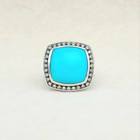 David Yurman Albion Moonlight Ice 17mm Turquoise Diamond Ring