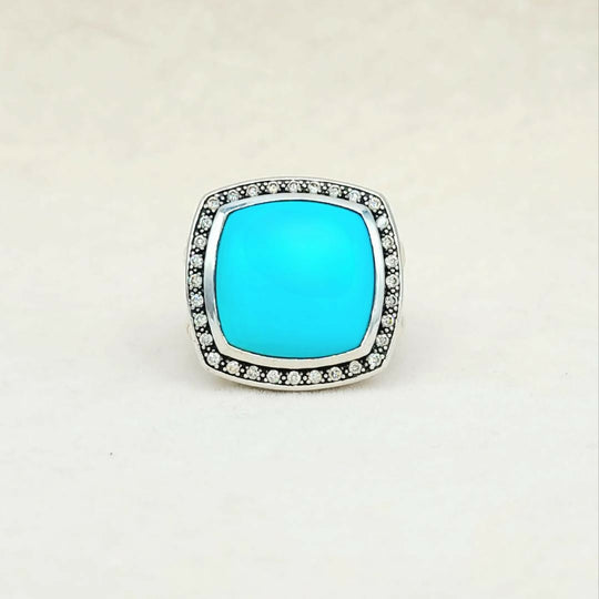 David Yurman Albion Moonlight Ice 17mm Turquoise Diamond Ring