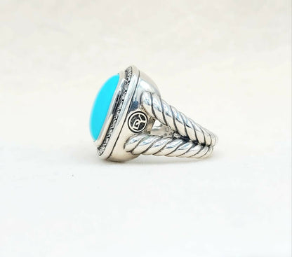 side view David Yurman Albion Moonlight Ice 17mm Turquoise Diamond Ring