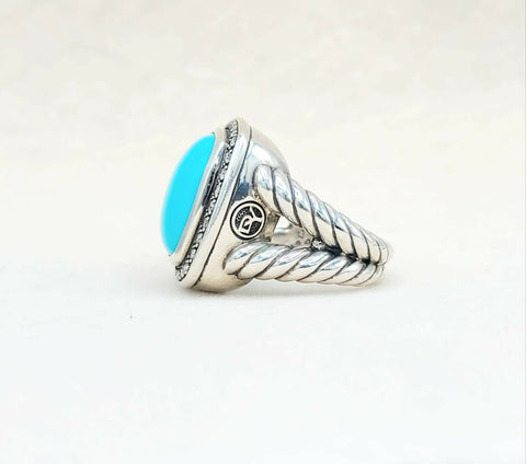 side view David Yurman Albion Moonlight Ice 17mm Turquoise Diamond Ring