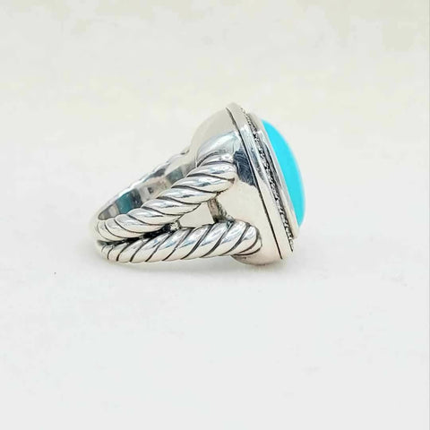 side view David Yurman Albion Moonlight Ice 17mm Turquoise Diamond Ring