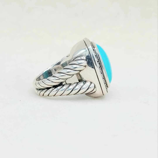 side view David Yurman Albion Moonlight Ice 17mm Turquoise Diamond Ring