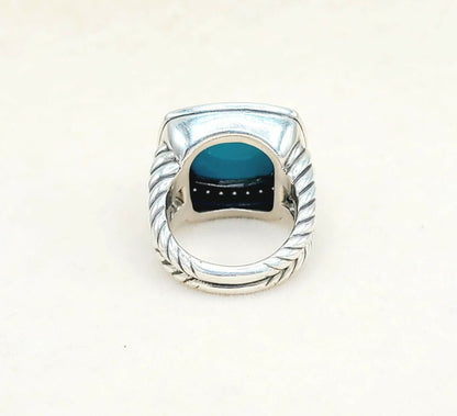back view David Yurman Albion Moonlight Ice 17mm Turquoise Diamond Ring