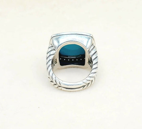 back view David Yurman Albion Moonlight Ice 17mm Turquoise Diamond Ring