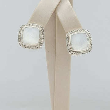  David Yurman Albion Mother of Pearl Diamond Earrings, 11mm
