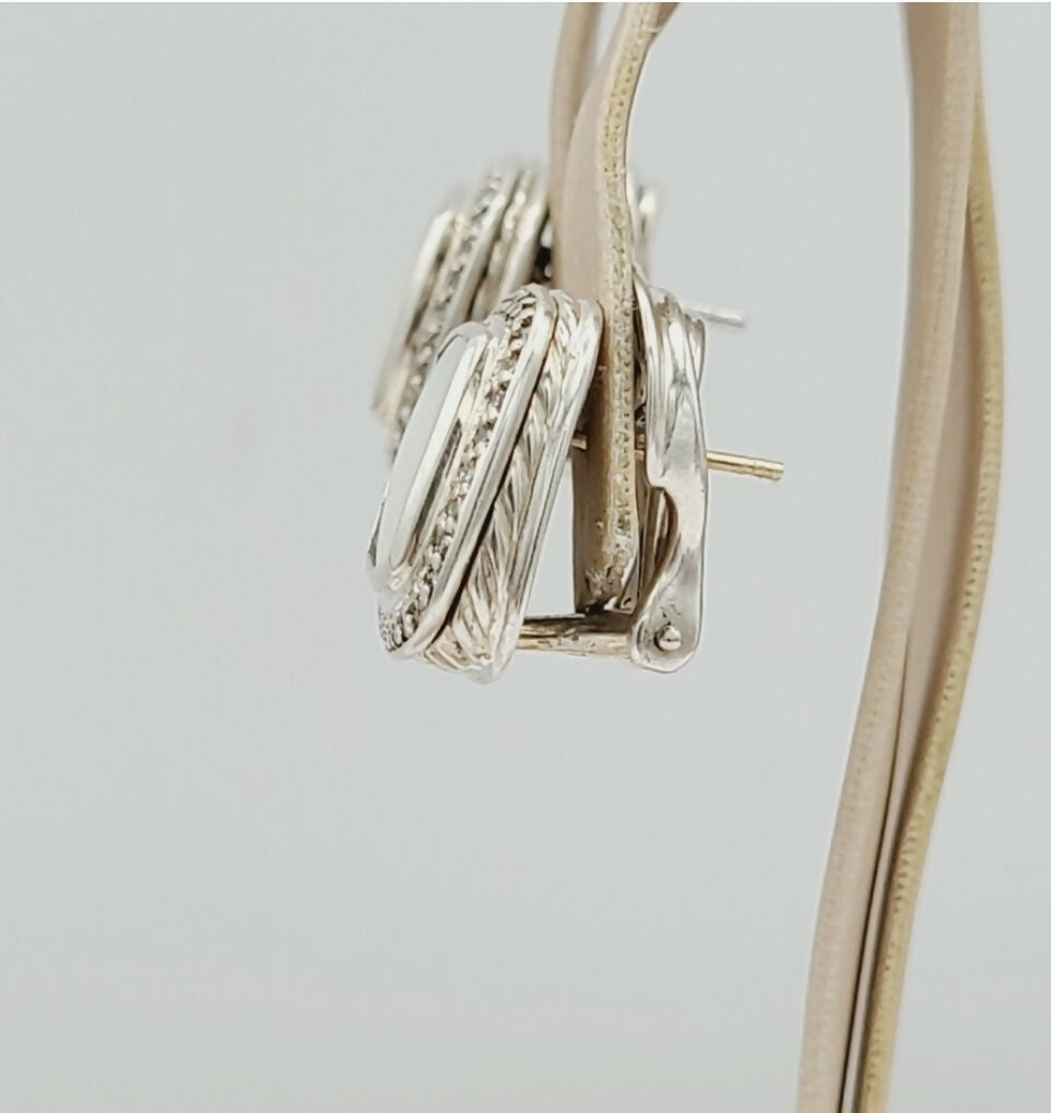  David Yurman Albion Mother of Pearl Diamond Earrings, 11mm