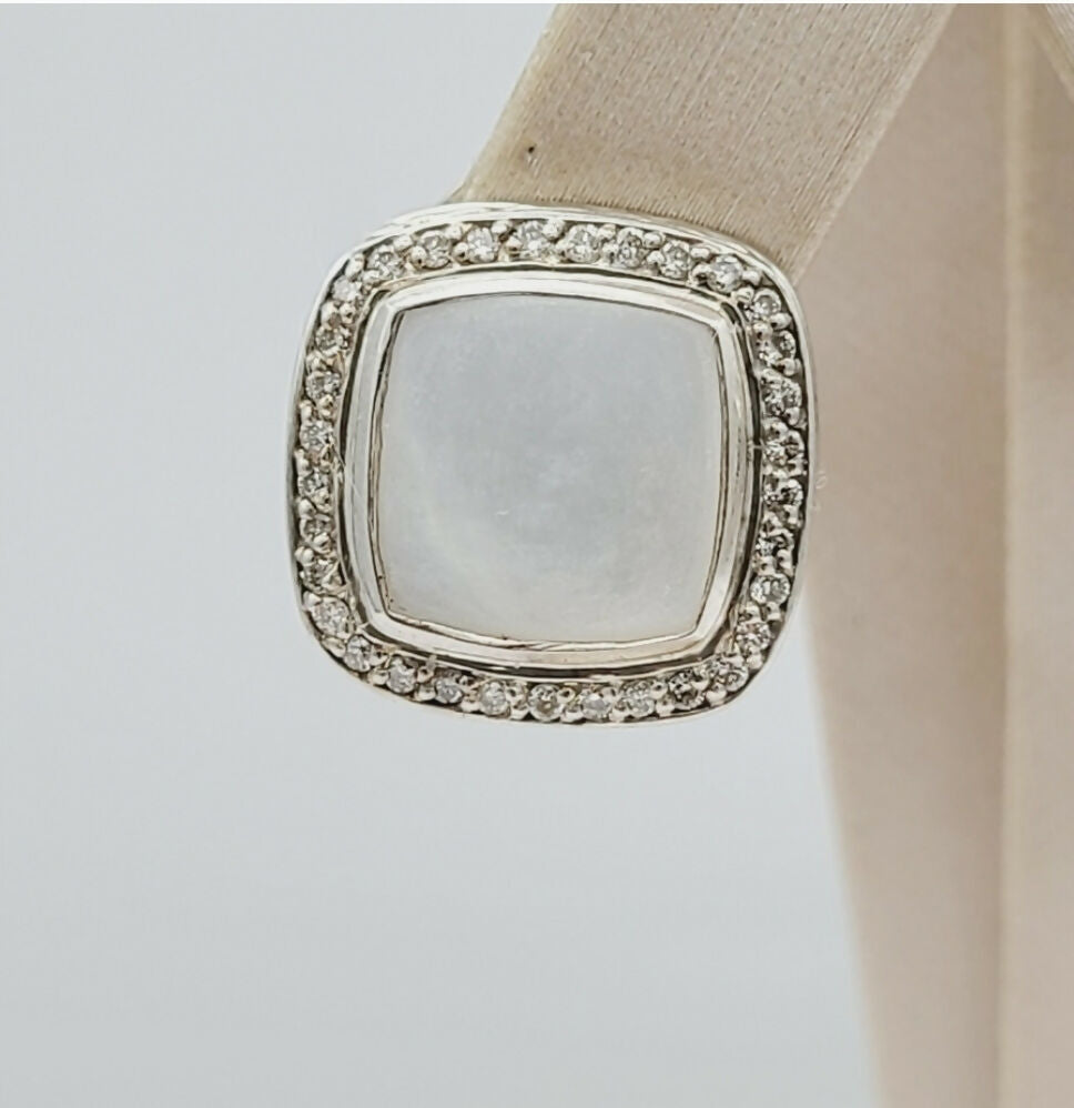  David Yurman Albion Mother of Pearl Diamond Earrings, 11mm