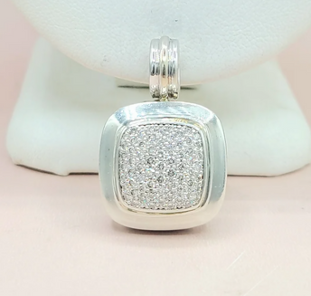 David Yurman Albion Pavé Diamond Pendant Sterling Silver 18K White Gold 0.75 TCW 19mm