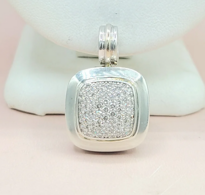 David Yurman Albion Pavé Diamond Pendant Sterling Silver 18K White Gold 0.75 TCW 19mm