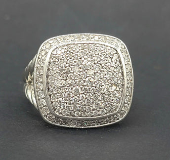 David Yurman Albion Pavé Diamond Ring Sterling Silver 0.99 TCW 14mm Size 7.5