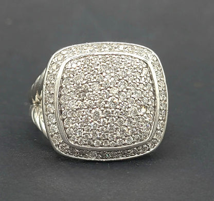David Yurman Albion Pavé Diamond Ring Sterling Silver 0.99 TCW 14mm Size 7.5