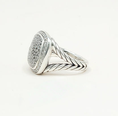 David Yurman Albion Pavé Diamond Ring Sterling Silver 0.99 TCW 14mm Size 7.5