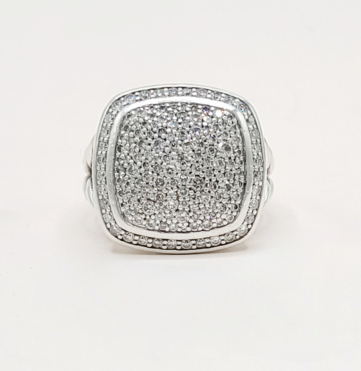 David Yurman Albion Pavé Diamond Ring Sterling Silver 0.99 TCW 14mm Size 7.5