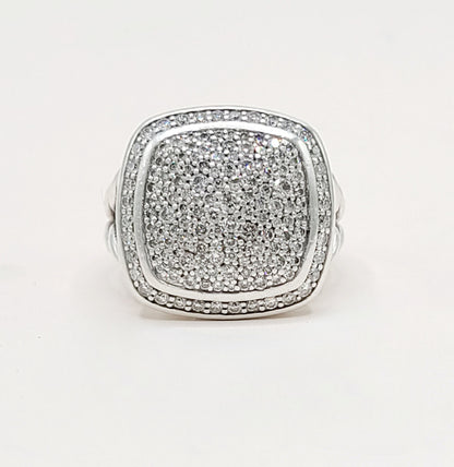David Yurman Albion Pavé Diamond Ring Sterling Silver 0.99 TCW 14mm Size 7.5