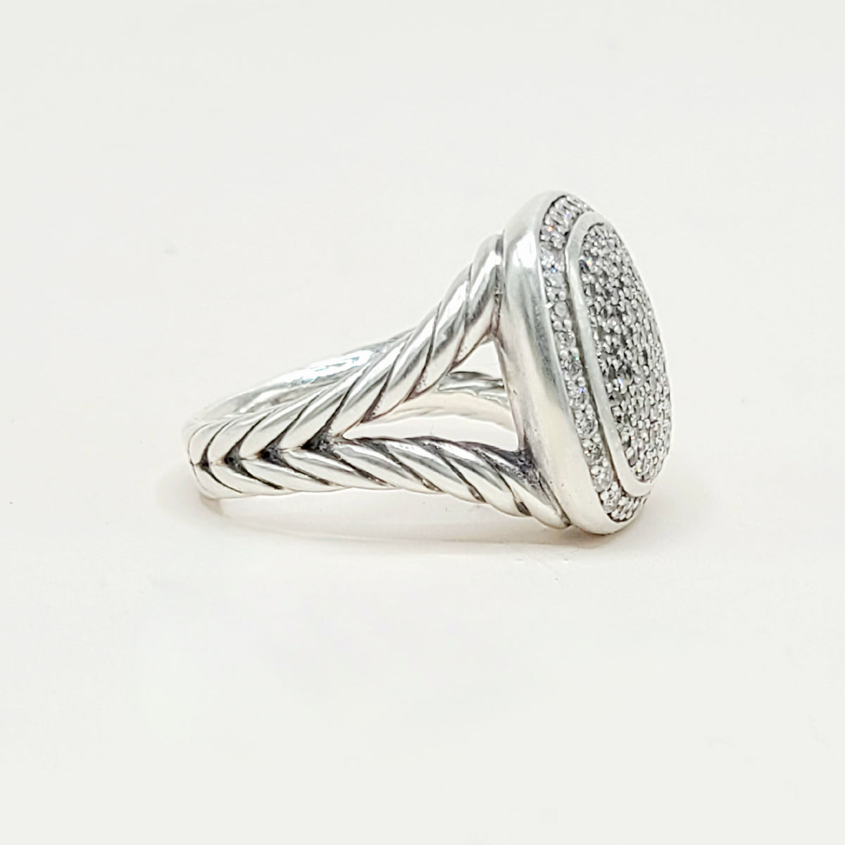 David Yurman Albion Pavé Diamond Ring Sterling Silver 0.99 TCW 14mm Size 7.5