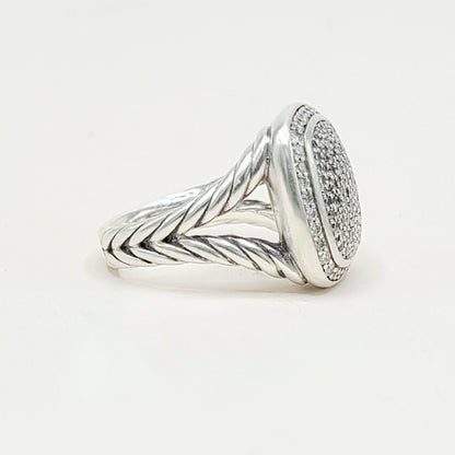 David Yurman Albion Pavé Diamond Ring Sterling Silver 0.99 TCW 14mm Size 7.5