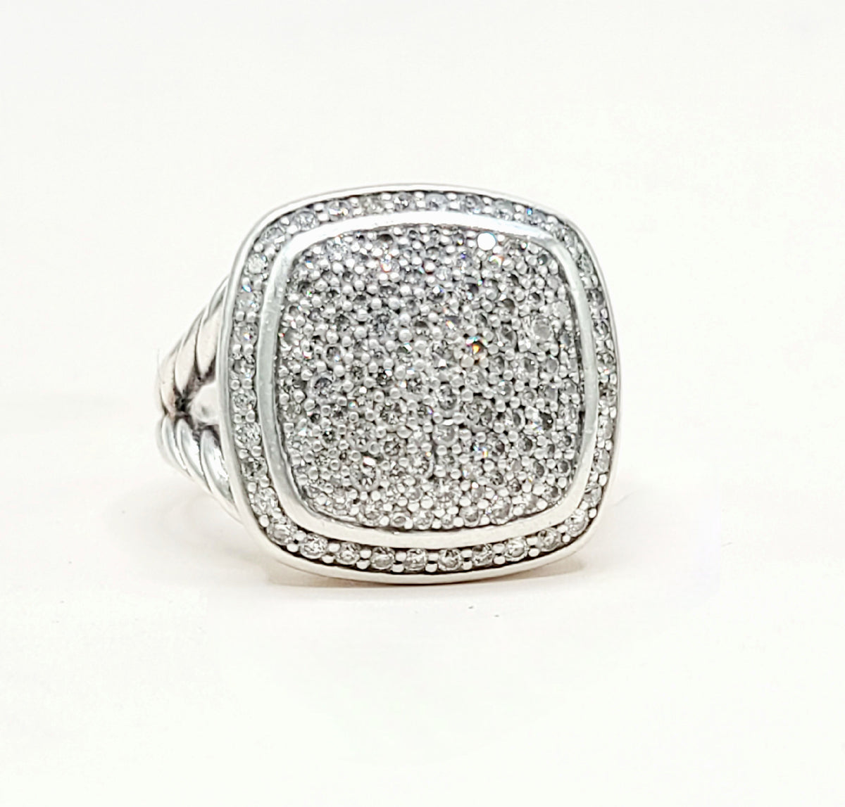 David Yurman Albion Pavé Diamond Ring Sterling Silver 0.99 TCW 14mm Size 7.5