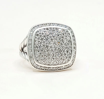 David Yurman Albion Pavé Diamond Ring Sterling Silver 0.99 TCW 14mm Size 7.5